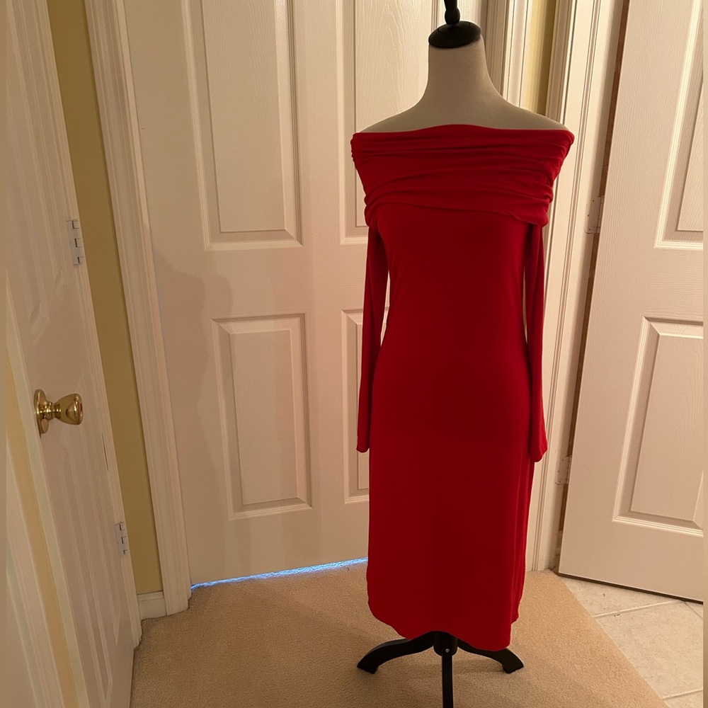 Red off shoulder dress size M
